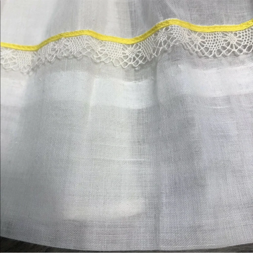 Ruth Of Carolina Vintage Girls White Yellow Black Striped Floral Dress